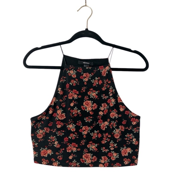 Forever 21 Floral Cropped Tank Top - Large - Picture 3 of 5